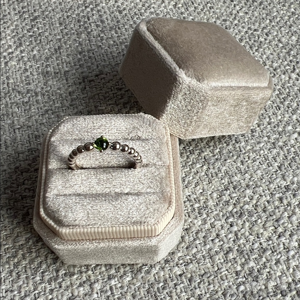 Pandora Sterling Silver Ring with Treated Spring Green Topaz